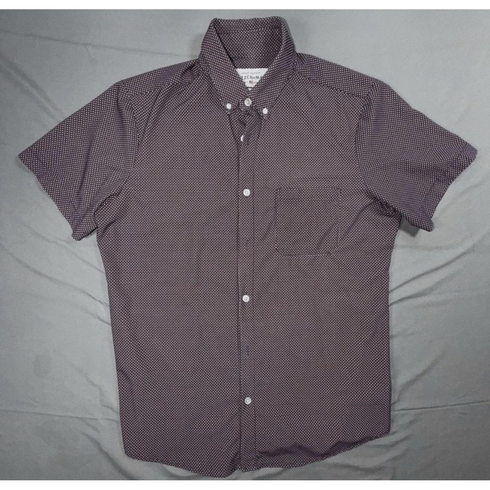 Mizzen+Main Shirt Mens Medium Blue Geometric Short Sleeve Trim Fit Button-Up